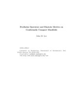 book Fredholm Operators and Einstein Metrics on Conformally Compact Manifolds (draft)  