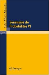 book Seminaire de Probabilites VI Universite de Strasbourg