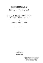 book Dictionary of Mong Njua: A Miao (Meo) Language of Southeast Asia