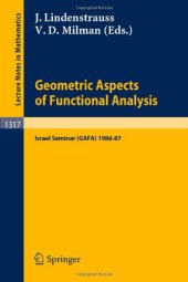 book Geometric Aspects of Functional Analysis: Israel Seminar (GAFA) 1986–87