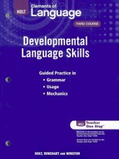 book Elements of Language, Grade 9 Developmental Language Skills: Holt Elements of Language Third Course (Eolang 2009)  