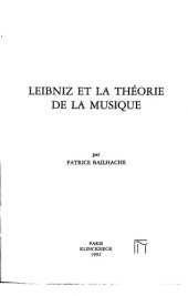 book Leibniz et la théorie de la musique  