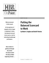 book Putting Balanced Scorecard to Work  