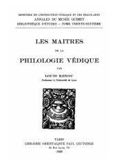 book Les maitres de la philologie védique  