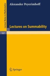 book Lectures on Summability