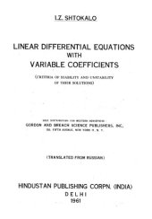 book Linear Differential Equations with Variable Coefficients  