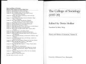 book The College of Sociology, 1937-39 (Theory & History of Literature)  