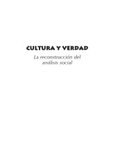 book Cultura y verdad: la reconstrucción del análisis social  