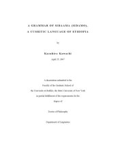 book A grammar of Sidaama (Sidamo), a Cushitic language of Ethiopia  