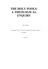 book The Holy Fools - A Theological Enquiry (Ph.D. Thesis, 2009)  