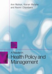 book A Reader in Health Policy and Management  