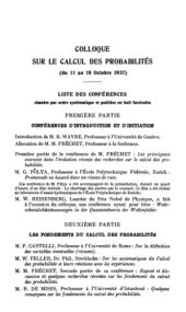 book Colloque consacré à la théorie des probabilités, Genève 1937  