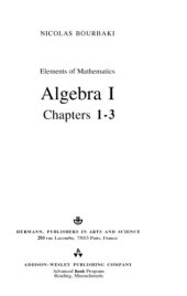 book Elements of Mathematics: Algebra, Pt.1 (Actualites scientifiques et industrielles)  