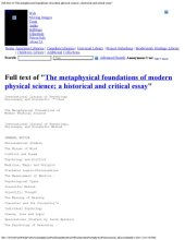 book The metaphysical foundations of modern physical science; a historical and critical essay  