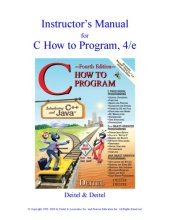 book Instructor's Manual for C How to Program, 4 e  