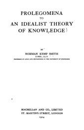 book Prolegomena to an idealist theory of knowledge  