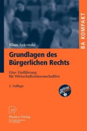 book Grundlagen des Bürgerlichen Rechts: Eine Einführung für Wirtschaftswissenschaftler