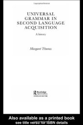 book Universal Grammar in Second-Language Acquisition: A History