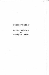 book Dictionnaire fang-français et français-fang suivi d’une grammaire fang