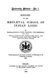 book History of the Mediæval School of Indian Logic