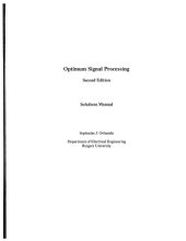 book Solutions Manual to Optimum Signal Processing: An Introduction, Second Edition