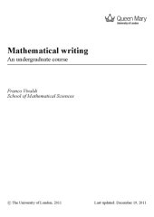 book Mathematical writing: An undergraduate course