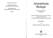 book Aristotelische Biologie: Intentionen, Methoden, Ergebnisse