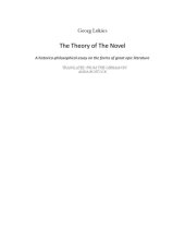 book The Theory of the Novel: A Historico-Philosophical Essay on the Forms of Great Epic Literature