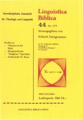 book Linguistica Biblica. Interdisziplinäre Zeitschrift für Theologie und Linguistik, Heft 44