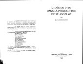 book L' idée de Dieu dans la philosophie de St. Anselme