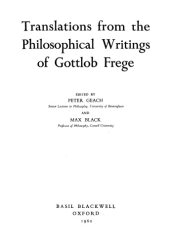 book Translations from the Philosophical Writings of Gottlob Frege, 2nd Edition