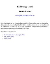 book Anton Reiser: Ein psychologischer Roman