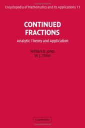 book Continued Fractions: Analytic Theory and Applications (Encyclopedia of Mathematics and its Applications (No. 11))