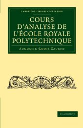 book Cours D’analyse de L’École Royale Polytechnique