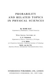 book Probability and Related Topics in Physical Sciences (Lectures in Applied Mathematics, Volume 1)