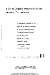 book Fate of Organic Pesticides in the Aquatic Environment