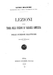 book Lezioni sulla teoria delle funzioni di variabile complessa e delle funzioni ellittiche