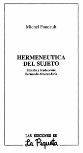 book La hermenéutica del sujeto