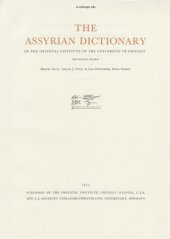 book The Assyrian Dictionary of the Oriental Institute of the University of Chicago