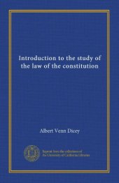 book Introduction to the study of the law of the constitution