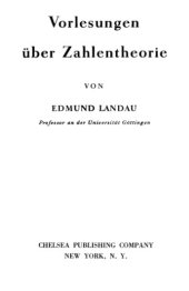 book Vorlesungen Uber Zahlentheorie