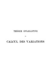 book Théorie invariantive du calcul des variations