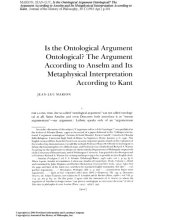 book Is the ontological argument ontological? : the argument according to Anselm and its metaphysical interpretation according to Kant