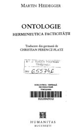 book Ontologie: hermeneutica facticitatii