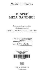 book Despre miza gandirii