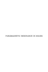 book Paramagnetic Resonance in Solids