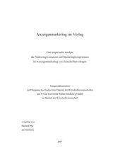 book Anzeigenmarketing im Verlag : eine empirische Analyse der Marketingressourcen und Marketingkompetenzen im Anzeigenmarketing von Zeitschriftenverlagen