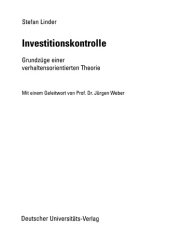 book Investitionskontrolle : Grundzüge einer verhaltensorientierten Theorie