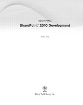 book Beginning SharePoint 2010 development Beginnning Share Point 2010 development