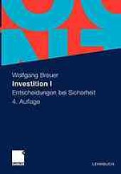 book Investition I : Entscheidungen bei Sicherheit